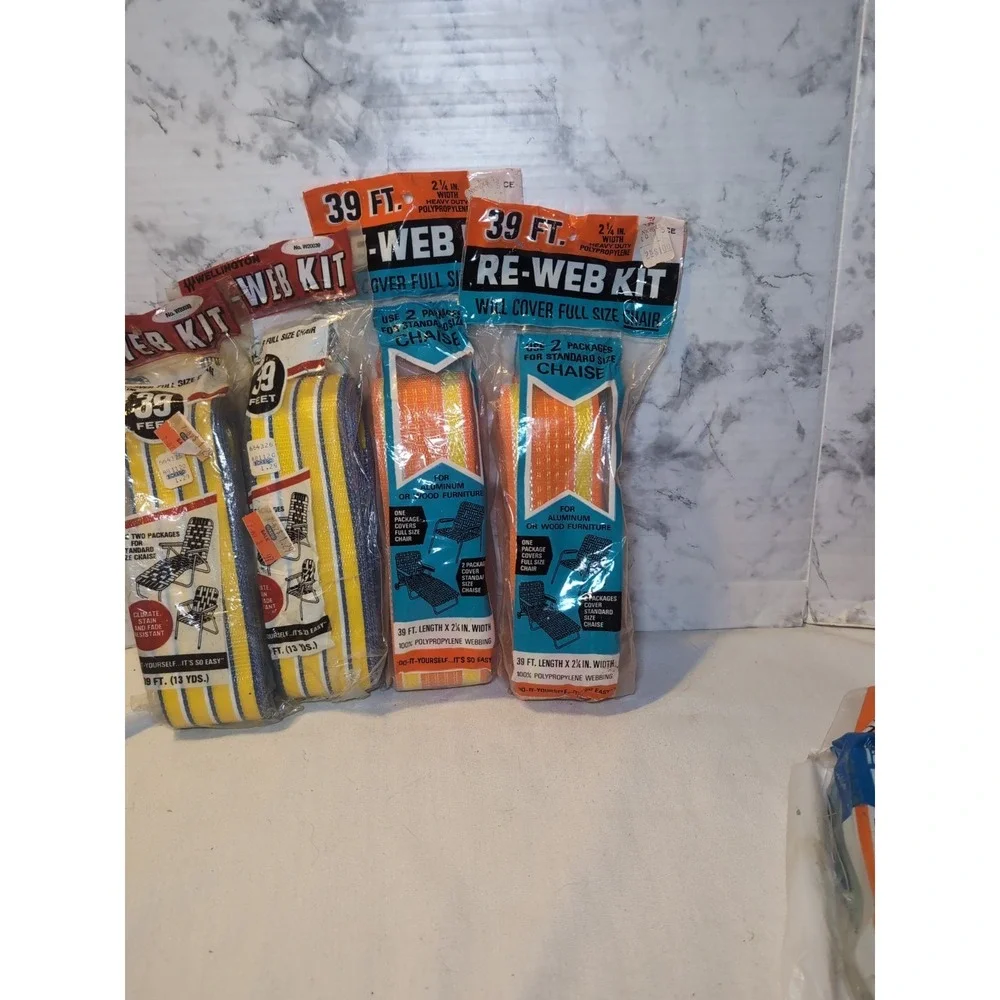 4x Vintage NOS Wellington WEBBING KITS 39 ft. Re-Web Chaise Lawn Chair USA